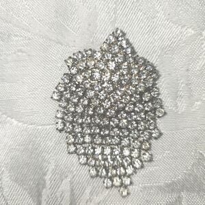 Vintage Celebrity Rhinestone Brooch | Silver Tone Crystal Statement Pin